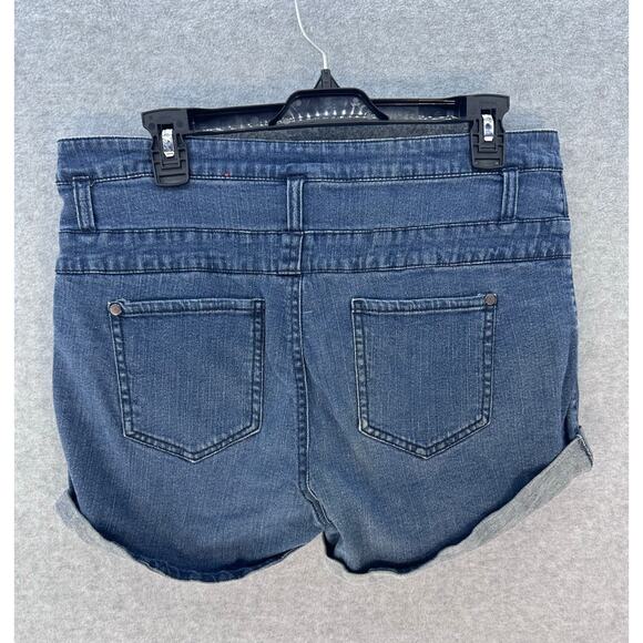 Mossimo Supply Co Junior sz 17 High Waisted Button Up Denim Shorts Cuffed Sailor - Picture 2 of 7